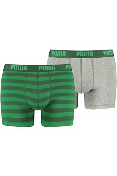 Pánské zeleno-šedé boxerky Puma Stripe 1515 Boxerky 2P M 591015001 327