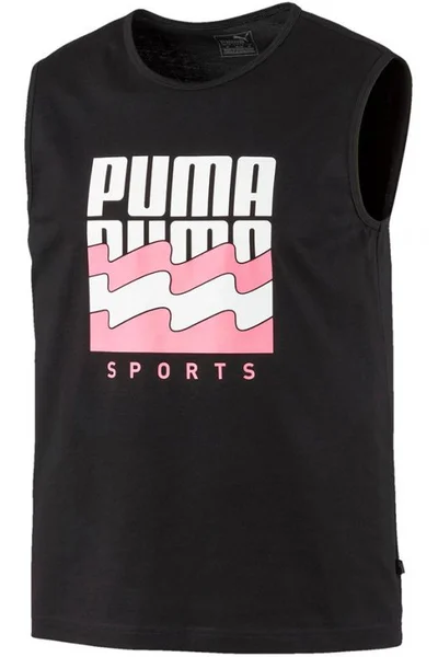 Černé pánské tričko bez rukávů Puma Summer Graphic Sleeveless Tee M 581906 01