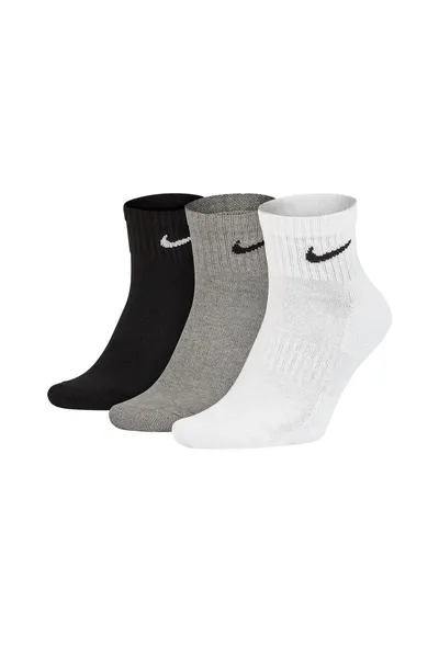 Lehké bílé, černé, grafitové kotníkové ponožky Nike Everyday 3Pak SX7677-964