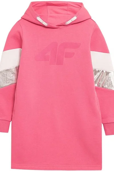 Růžové dívčí šaty s kapucí od 4F