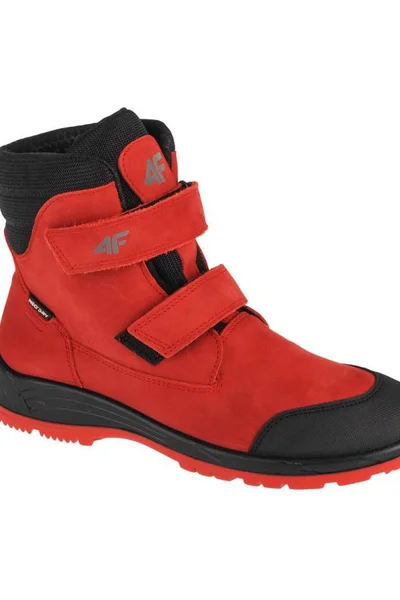 Červeno-černé chlapecké trekingové boty 4F Trek Jr HJZ21-JOBMW250-62S
