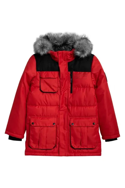 Červená zimní chlapecká bunda 4F Jr HJZ21 JKUM001 62S