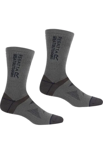 Šedé pánské ponožky Regatta RUH041 2 Pair Wool Hiker N20