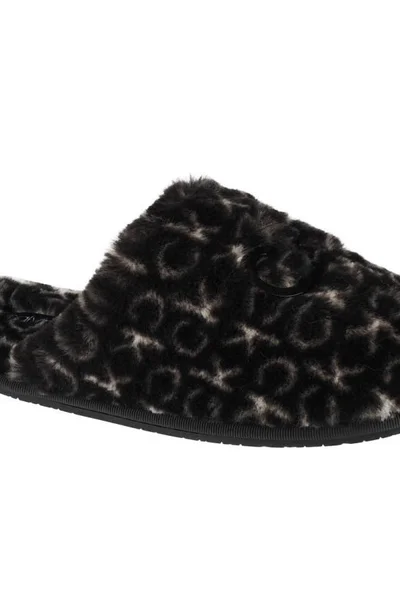 Černé dámské měkké pantofle Calvin Klein Slipper Mule Fur Mono W HW0HW00536-0GK