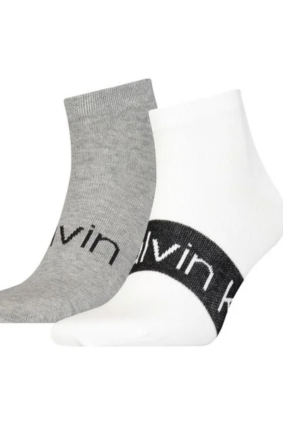 Bílé a šedé ponožky 2-pack Calvin Klein Sneaker Logo Ribb 701218712001