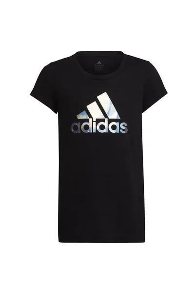 Dívčí tričko černé barvy Adidas Dance Metallic Print Tee