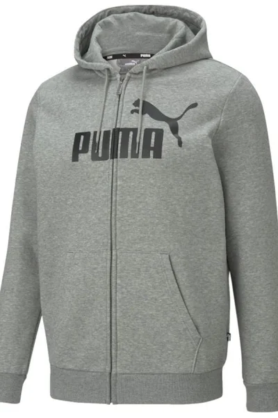 Šedá pánská mikina Puma Essentials Big Logo Full-Zip Hoodie M 586698 03