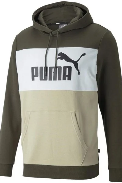 Šedo-bílo-béžová pánská mikina Puma Colorblock Hoodie TR M 848772 64
