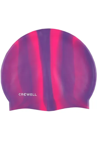 Fialovo-růžová silikonová plavecká čepice Crowell Multi-Flame-05
