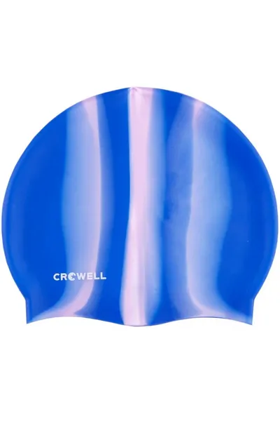 Modro-růžová silikonová plavecká čepice Crowell Multi-Flame-06