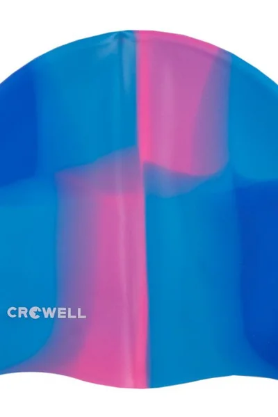 Modro-růžová silikonová plavecká čepice Crowell Multi-Flame-09