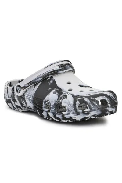 Bíločerné pantofle dámské Crocs Classic Marbled Clog W 206867-103