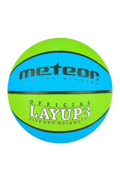 Modro-limetkový basketbalový míč Meteor Layup 3 7049