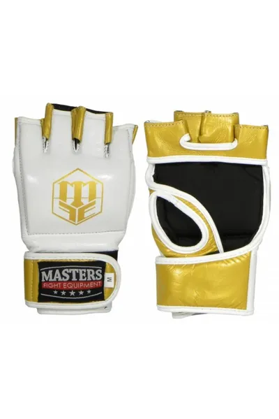 Bélo-zlaté kožené rukavice MMA Masters MMA-GF 01281-0508M