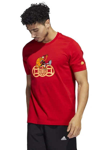 Červené pánské tričko s potiskem Adidas Posting Up M HC6895 pánské