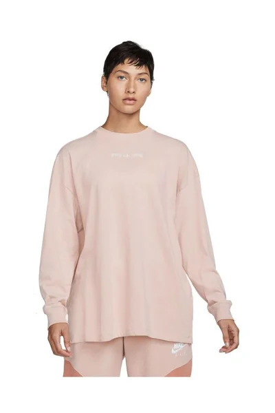 Růžové dámské tričko Nike s dlouhým rukávem - oversize střih Nike SPORTSWEAR