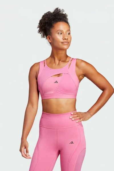 Růžová sportovní podprsenka Adidas s HEAT.RDY technologií