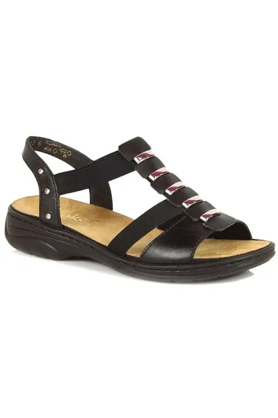 Černé kožené sandály pro ženy - Rieker