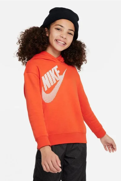 Dětská oranžová mikina Nike s kapucí a logem