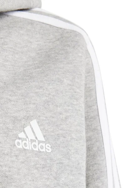 ADIDAS Dětská šedá mikina s kapucí a pruhy