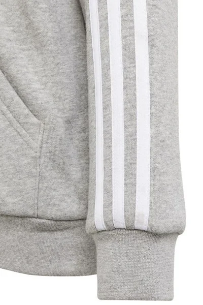 ADIDAS Dětská šedá mikina s kapucí a pruhy