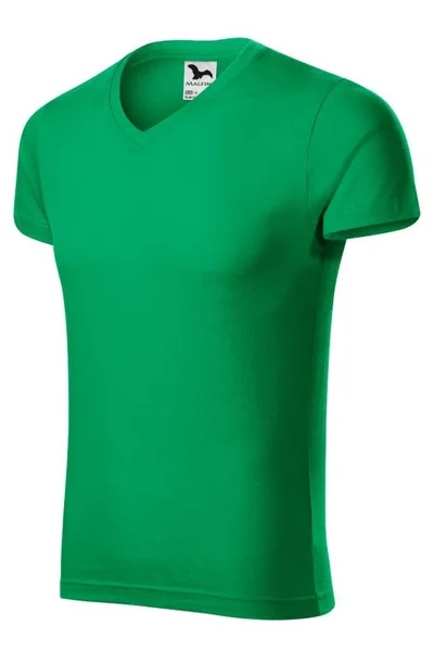 Pánské zelené tričko Slim Fit s výstřihem Malfini