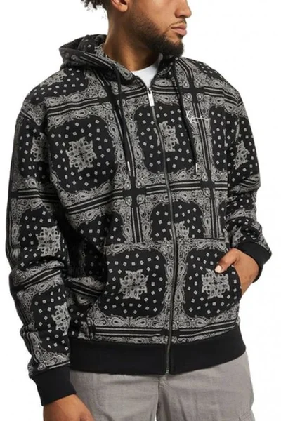 Černá pánská mikina Karl Kani s paisley designem na zip