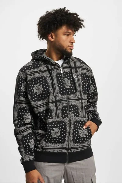 Černá pánská mikina Karl Kani s paisley designem na zip