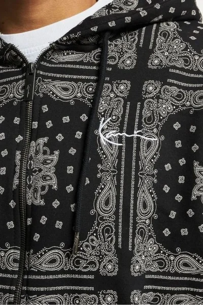 Černá pánská mikina Karl Kani s paisley designem na zip