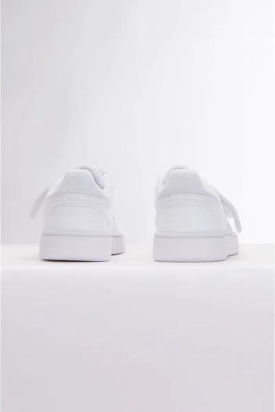 Adidas Dětské Boty Hoops CF - Bílé - Suchý Zip