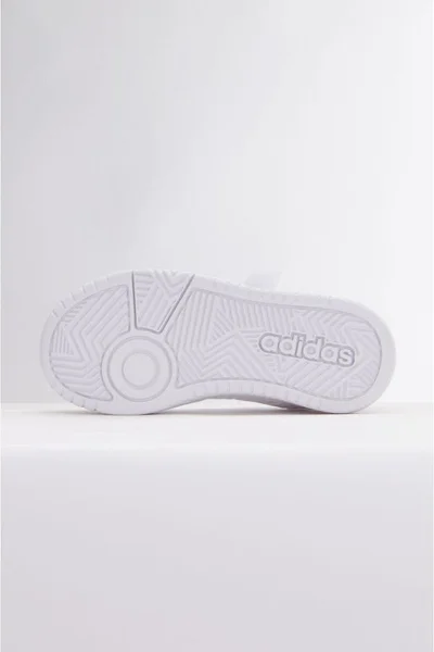 Adidas Dětské Boty Hoops CF - Bílé - Suchý Zip