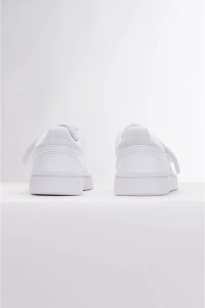 Adidas Dětské Boty Hoops CF - Bílé - Suchý Zip