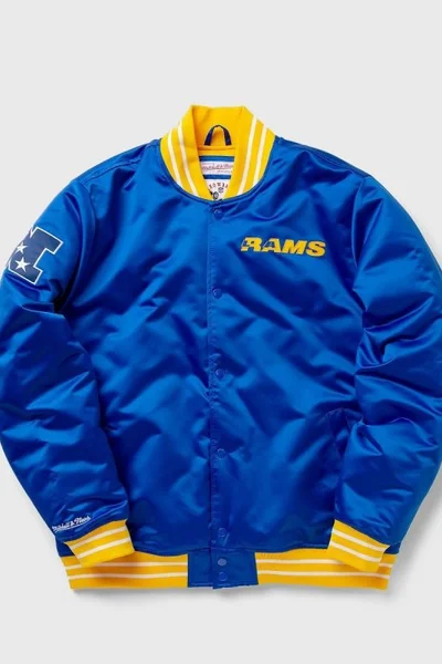 NFL Pánská saténová bunda Los Angeles Rams - Modrá Mitchell & Ness