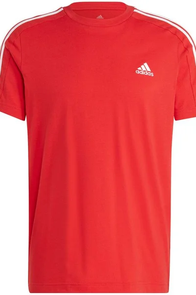 ADIDAS červené pánské tričko s pruhy Essentials Jersey