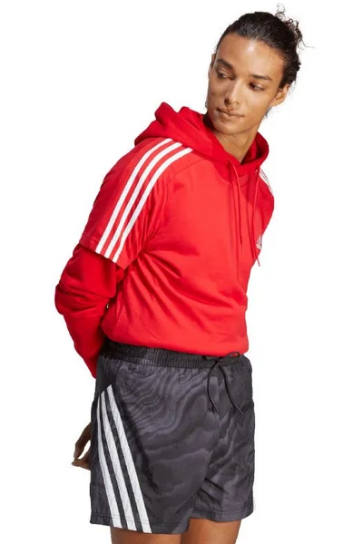 ADIDAS červené pánské tričko s pruhy Essentials Jersey