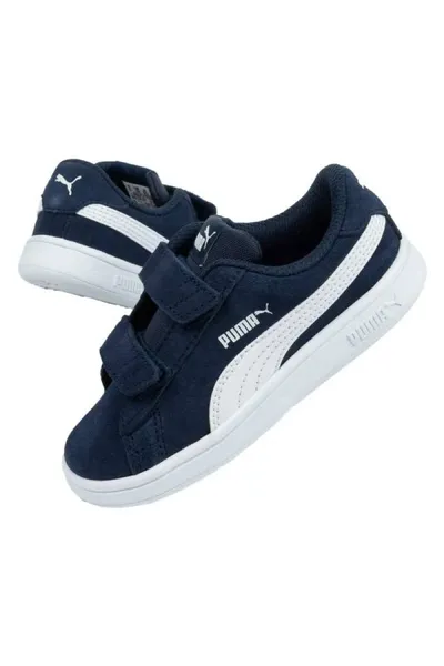 Tmavě modré dětské boty Puma Smash v2 Jr 365178 02