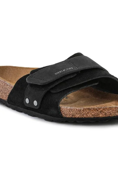 Birkenstock Oita Black semišové žabky s korkovou stélkou