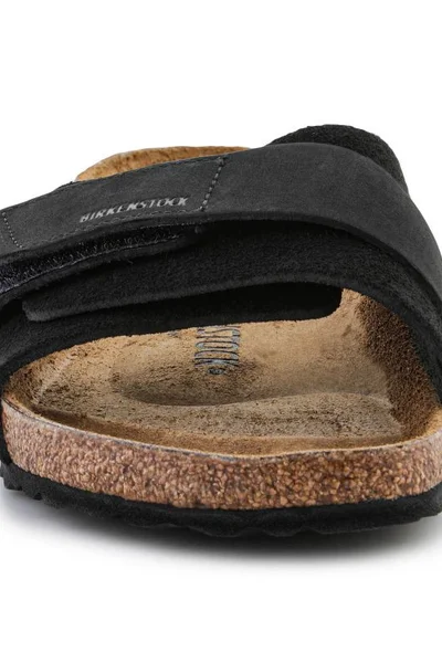 Birkenstock Oita Black semišové žabky s korkovou stélkou