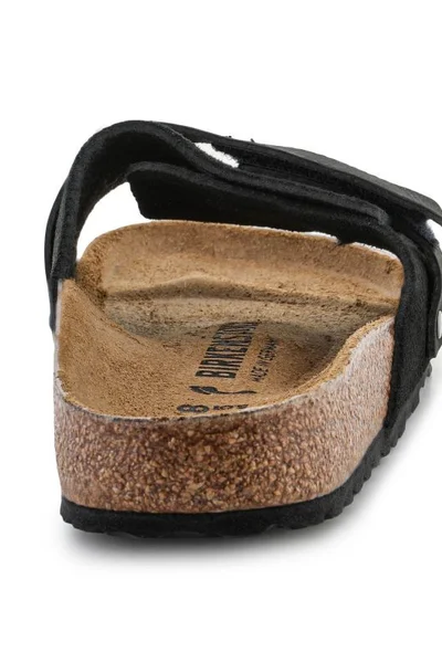 Birkenstock Oita Black semišové žabky s korkovou stélkou