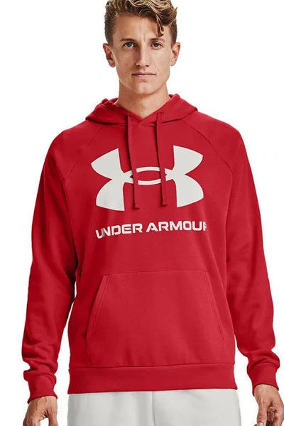 Červenobílá Rival Fleece mikina s logem - Under Armour