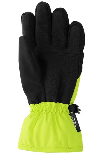 Lyžařské neonově zelené rukavice pro děti 4F Jr