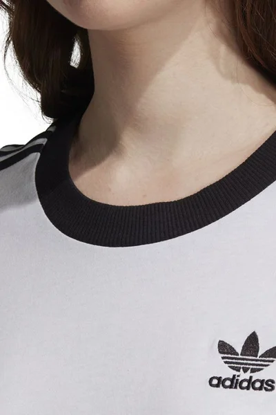 Bílo-černé dámské tričko Adidas 3 Stripes Tee W ED7483
