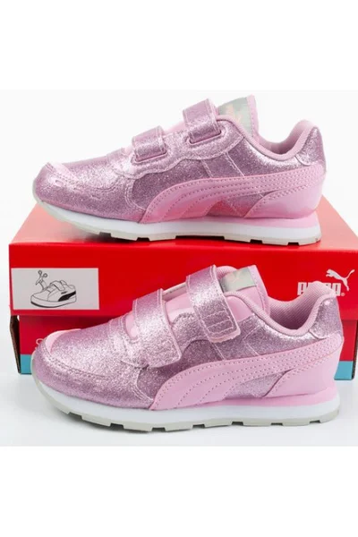 Růžové dívčí boty Puma Vista Glitz Jr 369721 11