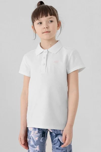 Bílé dívčí polo trička s límcem 4F