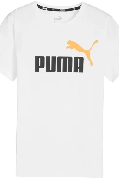 Puma ESS+ Dětské tričko s logem - bílé - krátký rukáv