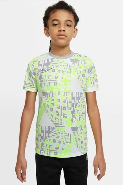 Bílo-šedo-zelené dětské tričko Nike Dry Academy Top Y FP CT2388-100
