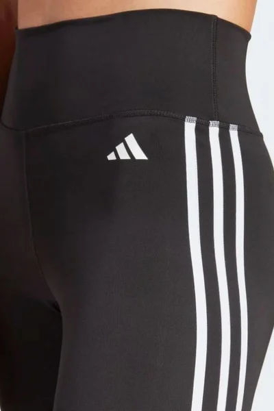 Šedé dámské legíny s logem adidas a vysokým pasem