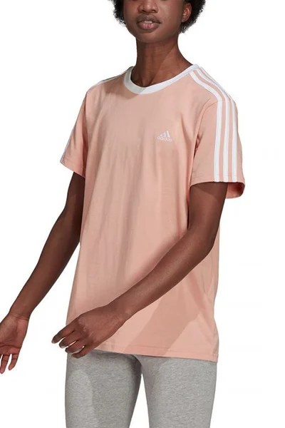 Růžové dámské tričko Adidas Essentials 3-Stripes W H10203