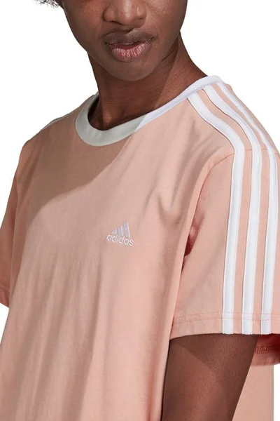 Růžové dámské tričko Adidas Essentials 3-Stripes W H10203