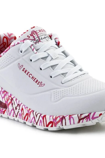 Módní dámské boty Skechers UNO-LOVING LOVE W bílé s růžovým